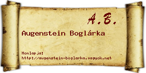 Augenstein Boglárka névjegykártya